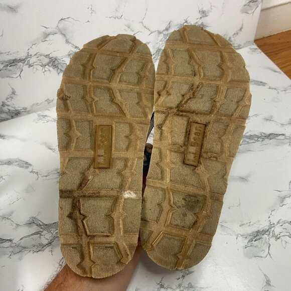 LL Bean Women 10 Flip Flop Sandals Blue Printed Open Toe Outdoor Thick Sole Shoe - Picture 5 of 6